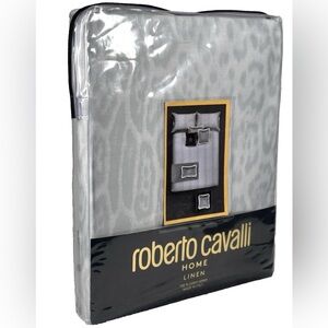 Roberto Cavalli QUEEN Duvet Cover Set Shams Gray Leopard Print Luxury Italy